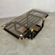 Coffee table in black and gold metal, smoked glass 70 years Romeo Rega vintage