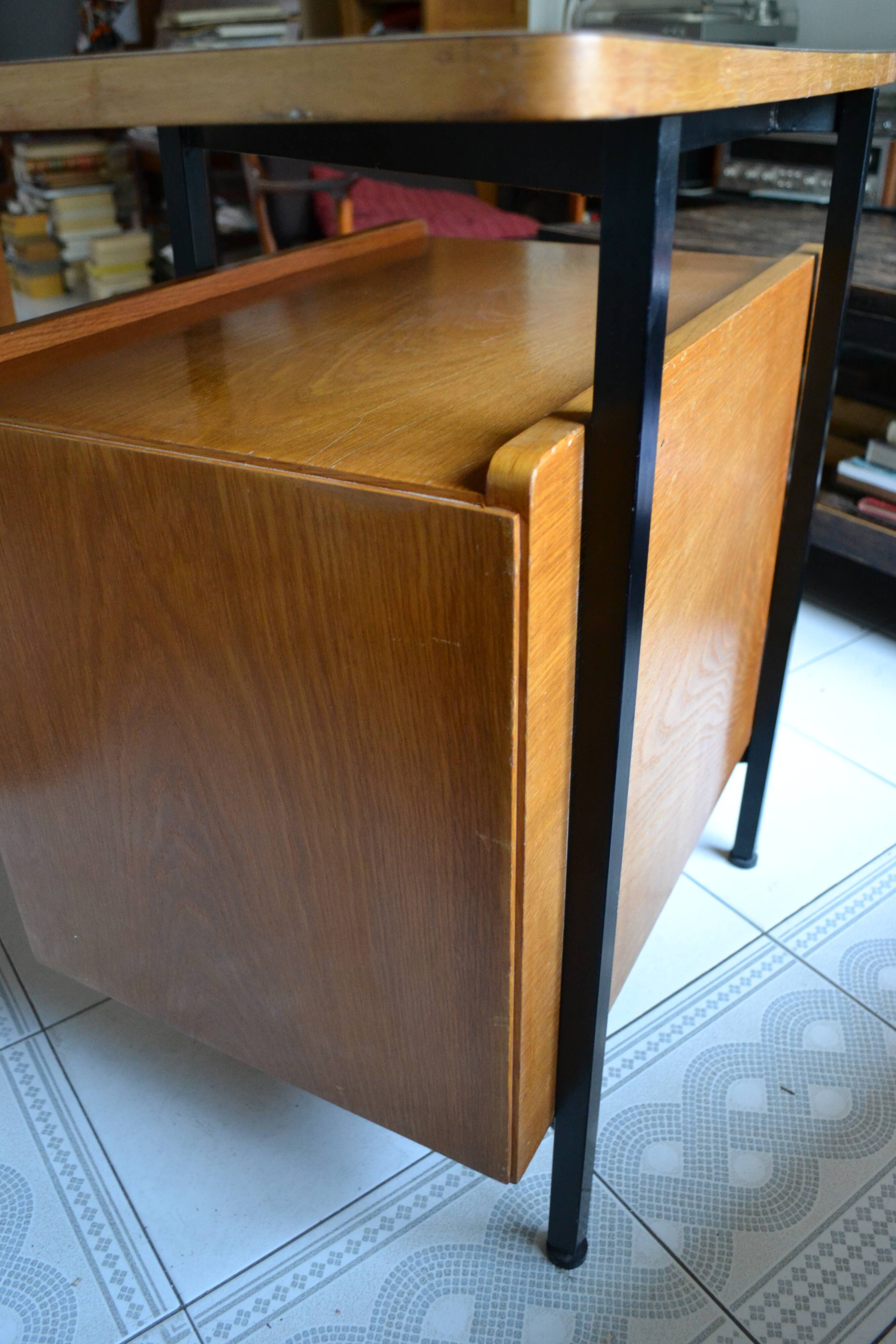 Modernist desk with two oak pedestals from the 60s