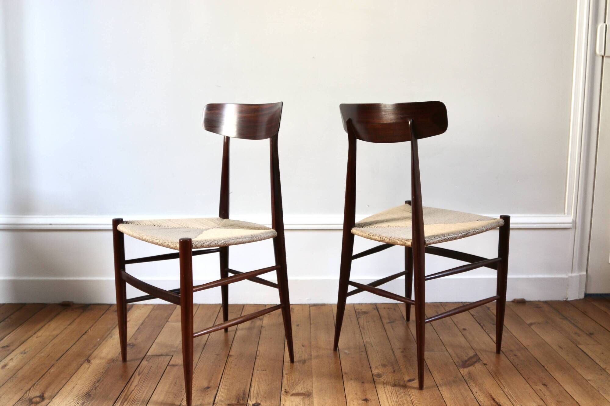 Rare set of 6 vintage Italian rope chairs by Eredi Marelli, 1950