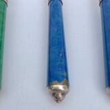 Set of eight enamelled silver spoons