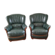 Duo de fauteuils cuir années 1980