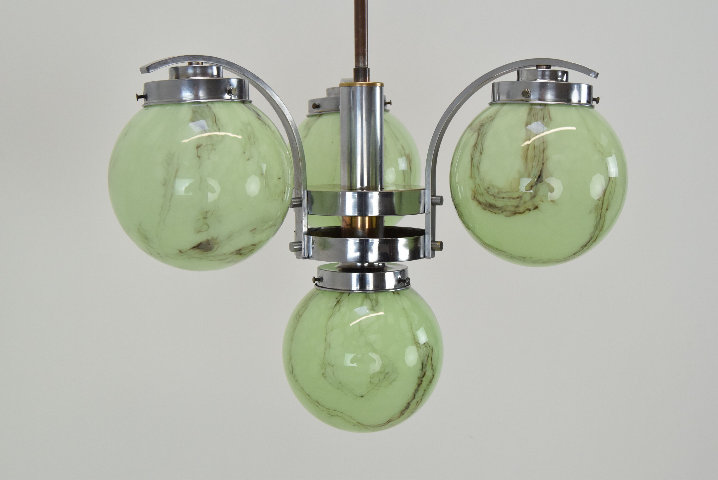 Art deco chrome chandelier,1930's.