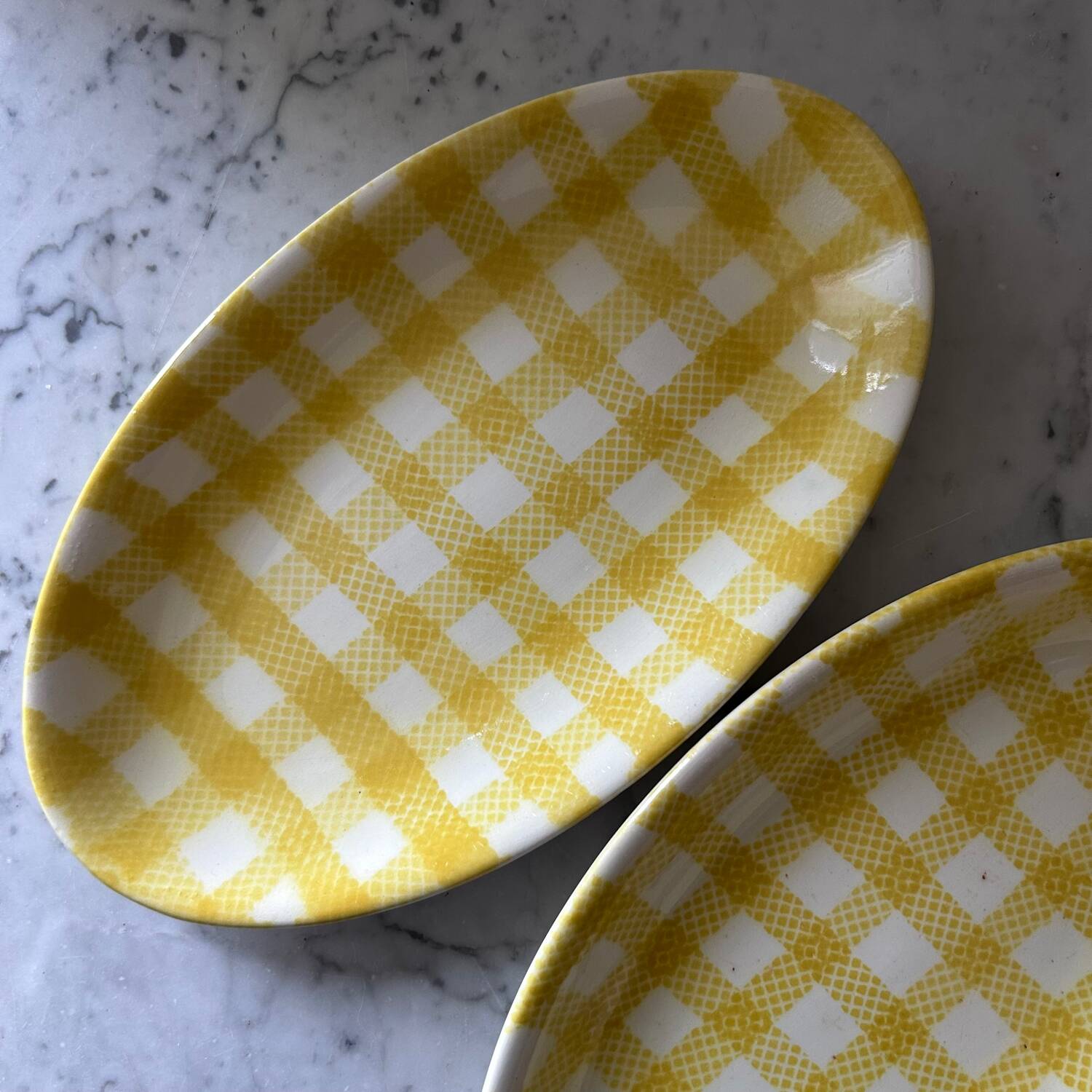 Pair of earthenware serving dishes from Salins pottery