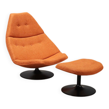 Artifort F588 armchair vintage design by G. Harcourt with footrest 1960s