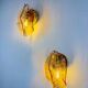 Pair of "Leaf" Murano pink glass wall sconces, Italy, circa 1970s