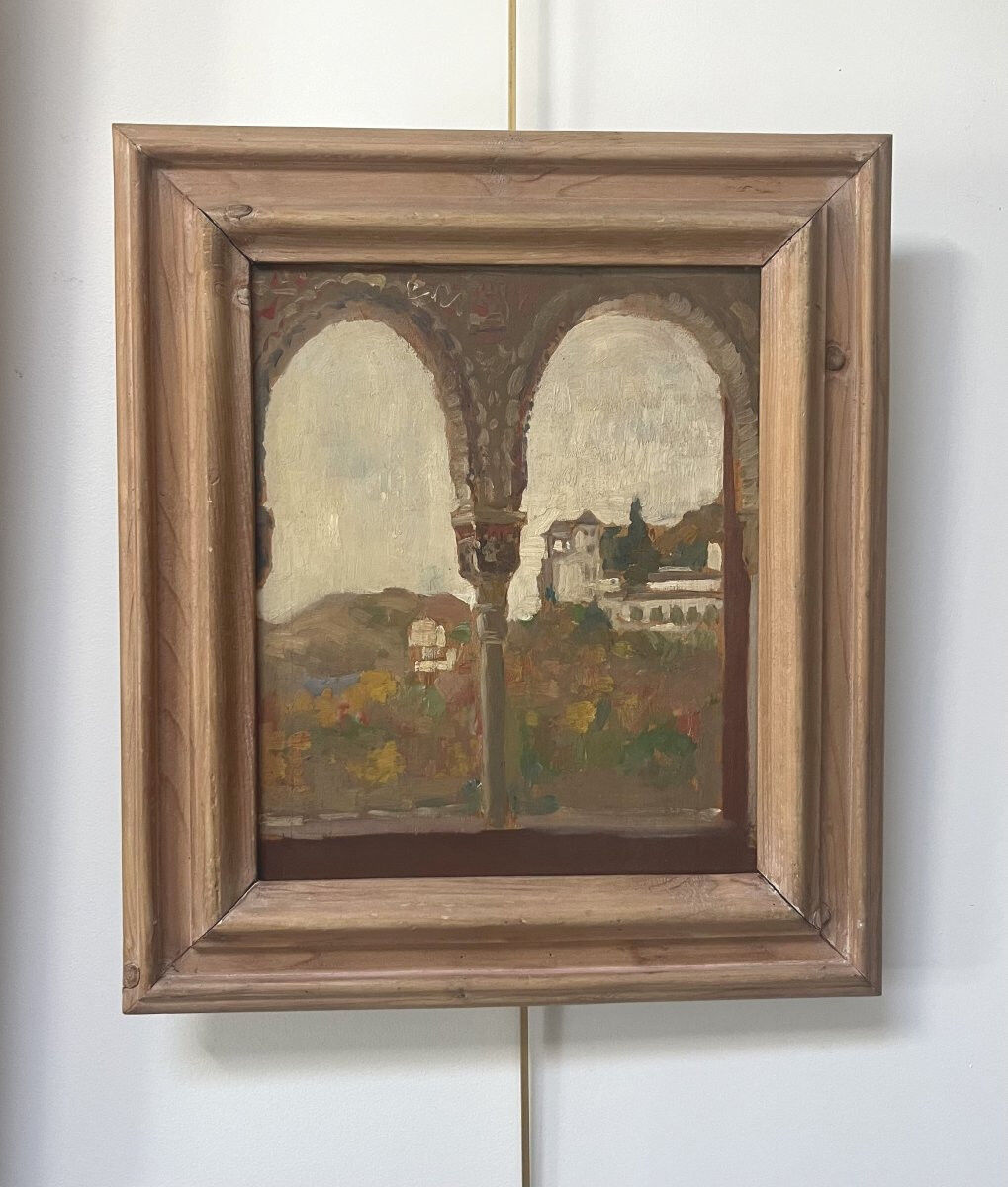 James Kerr-Lawson (1864-1939) View of the Alhambra, Granada, oil on panel