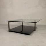 Table basse en verre 110 x 110 cm dans le style de Rolf Benz et Metaform