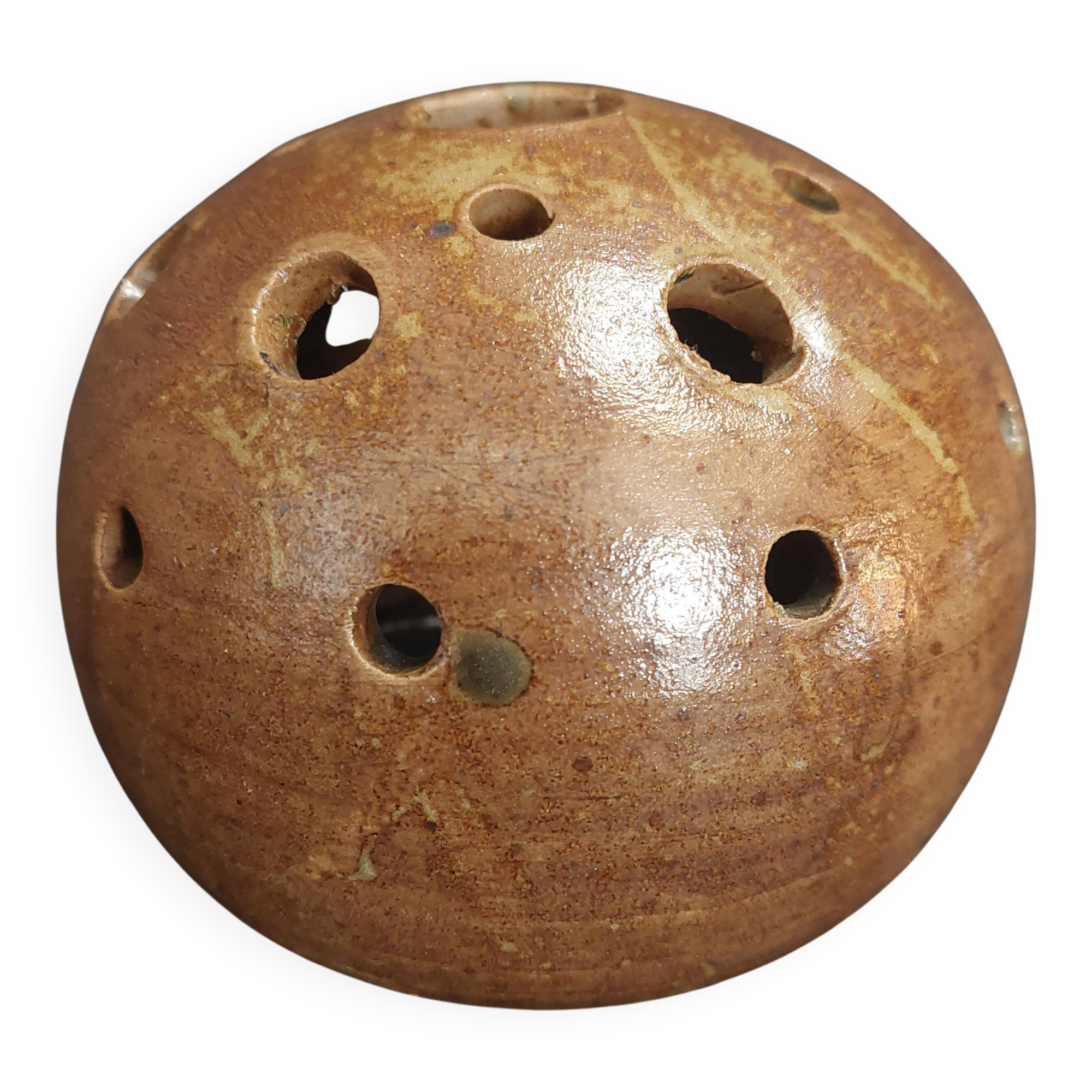 Vintage stoneware flower vase signed