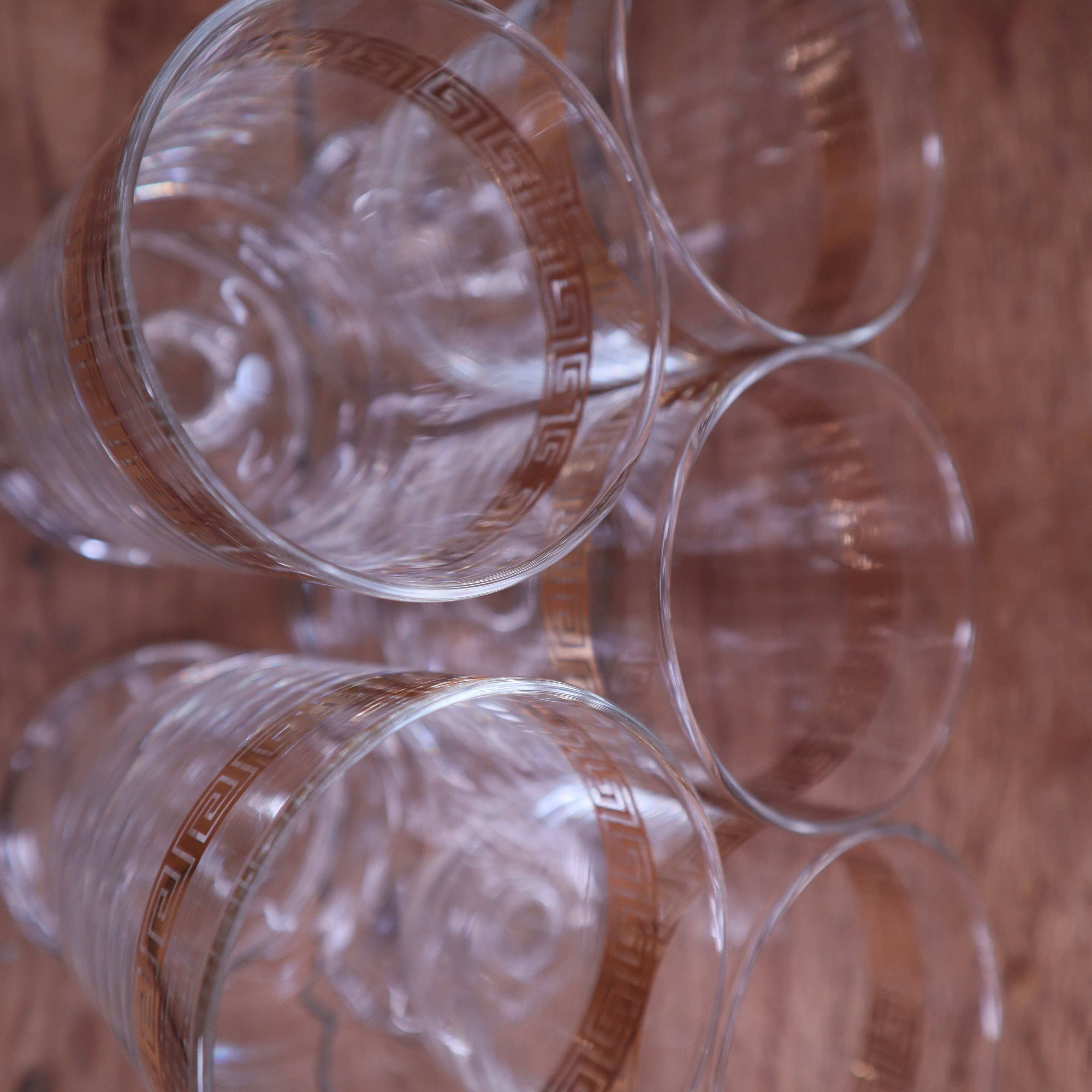 5 verres à eau à pied transparent liseré doré Luminarc