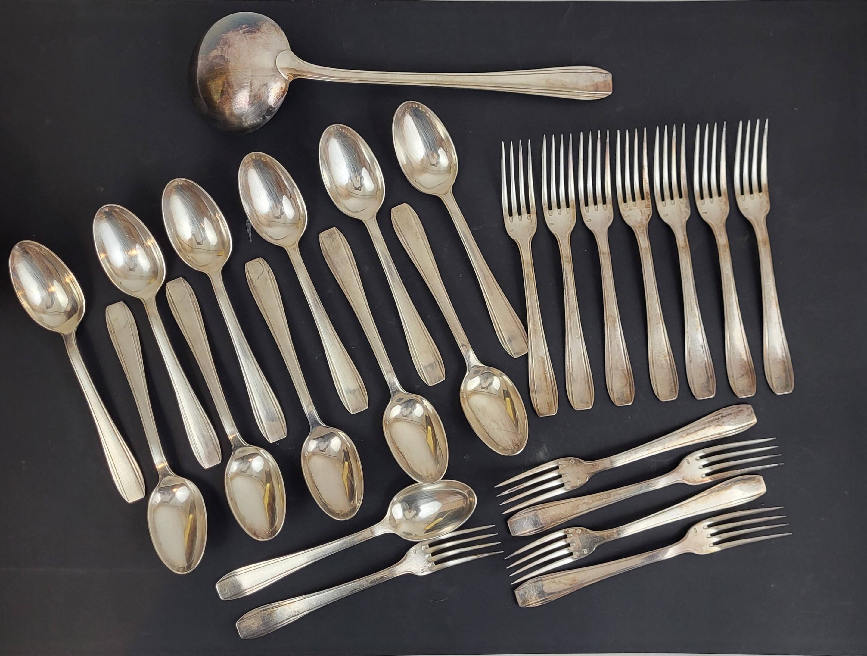 Cutlery set 37 pieces silver metal Art Deco