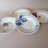 Assiettes creuses en terre de fer Longwy, Digoin Sarreguemines, Moulin des Loups Hamage & Lunéville