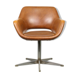 Mid-century brown leatherette swivel chair from Stol