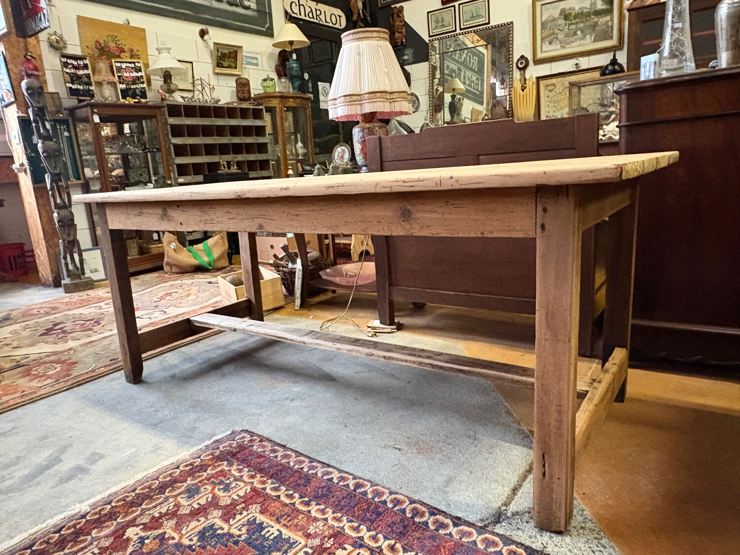 Old farmhouse table in solid wood with drawer – 182×76 cm –