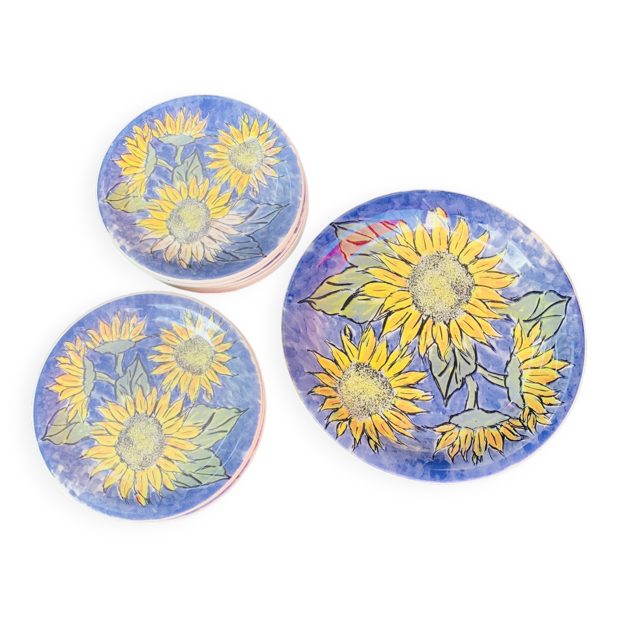 Italian ceramic plates, Sunflower model