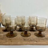 6 “Willem Heesen” smoked glass glasses