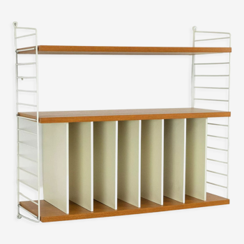 Teak shelving unit with lp module by kajsa & nils nisse strinning for string, 1960s