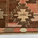 6x12 Brown & Beige Turkish Vintage Kilim Rug, 179x363Cm SK 35163