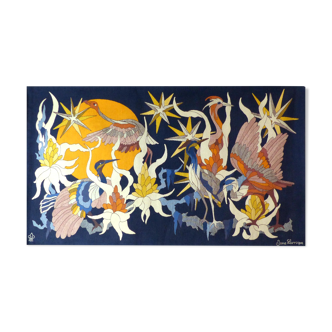Tapisserie oiseaux au crépuscule par Jane Larroque