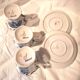Three cups and two saucers made of Gzhel porcelain.