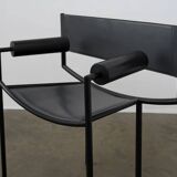 Postmodern leather and steel chair, c.1980