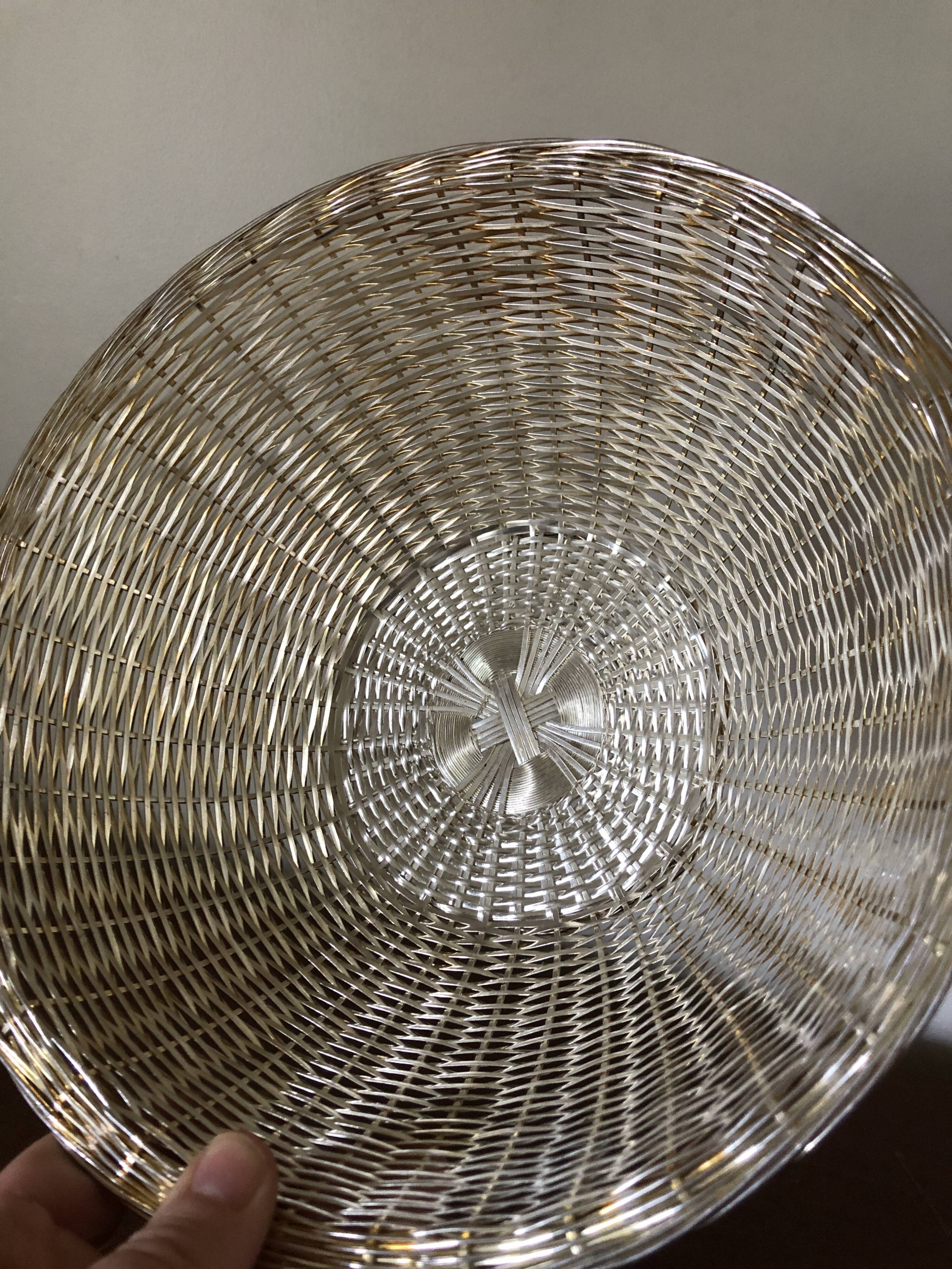 Braided silver metal basket