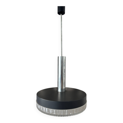 Lampe suspendue en verre pressé Kaiser Leuchten, style mid-century, Allemagne, années 1960.