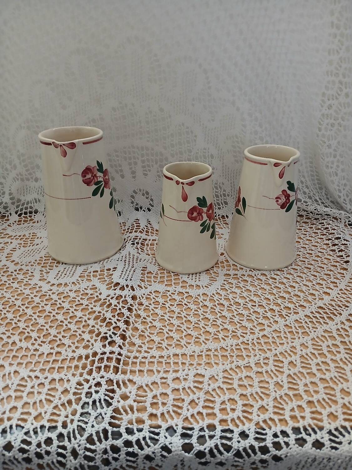 3 antique Sarreguemines pitchers