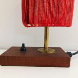 Lamp in wood, brass and wool