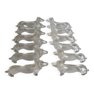 12 Dachshund knife holders in Plexiglass