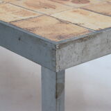 Rectangular metal and cermal herbarium coffee table by Roger Capron, 1960s