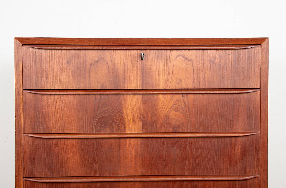 Commode 4 tiroirs en teck, Danemark 1960