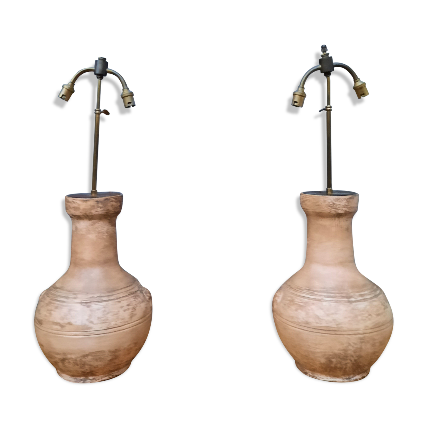 Pair of terracotta lamps
