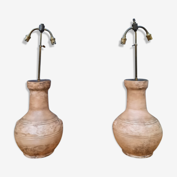 Pair of terracotta lamps