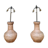 Pair of terracotta lamps