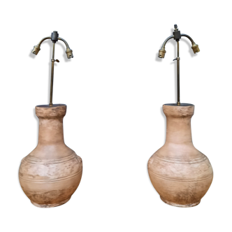Pair of terracotta lamps