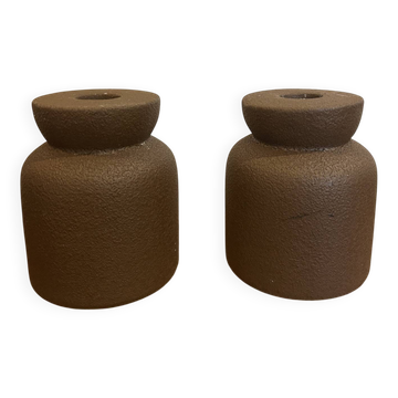 vintage brutalist candlestick holders