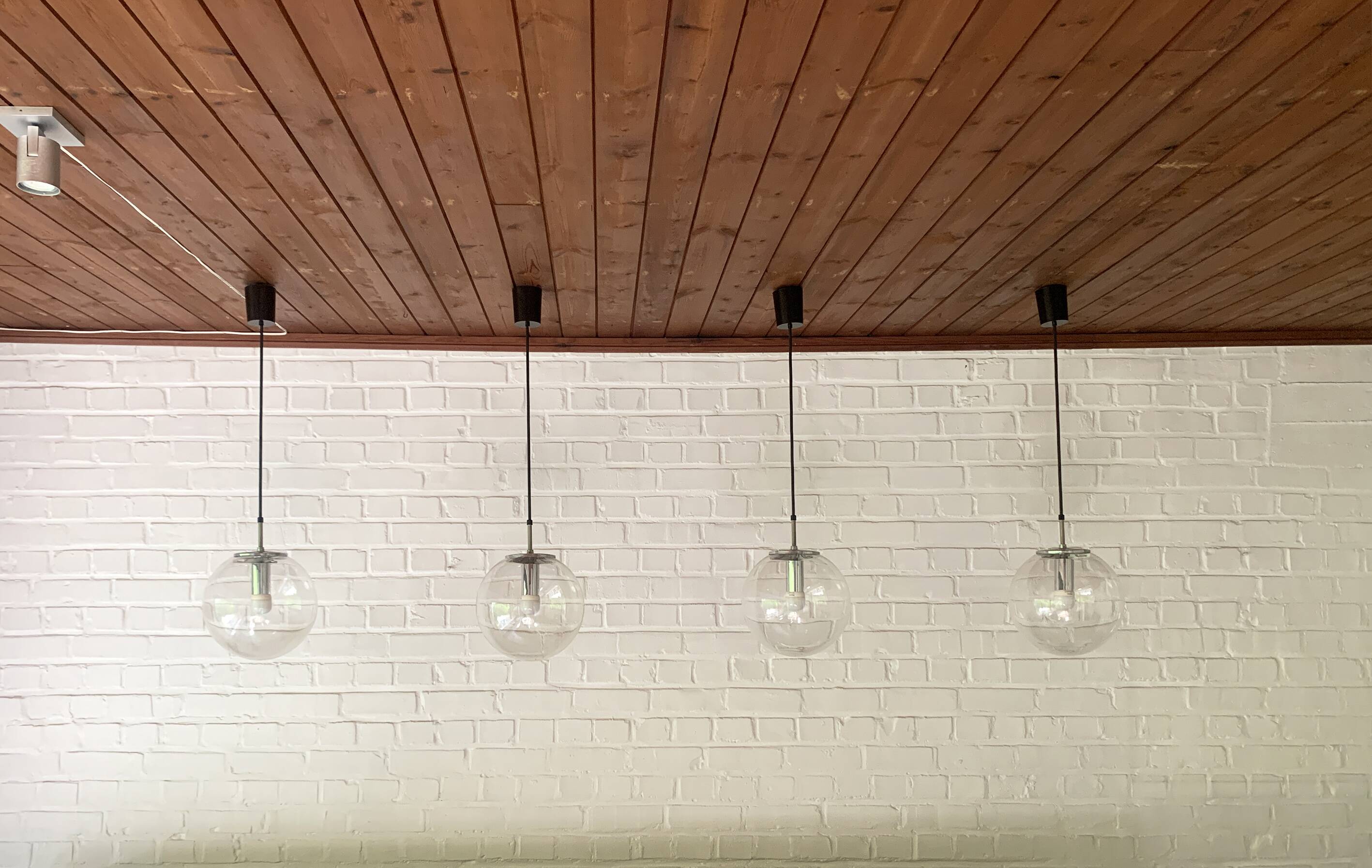 Pair of modernist pendant lights, Glashütte Limburg, Germany