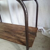 2-level industrial wood and metal side table