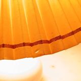 Enamelled terracotta lamp signed, pleated lampshade 1960