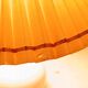 Enamelled terracotta lamp signed, pleated lampshade 1960