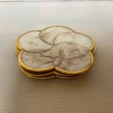 Four mother-of-pearl flower coasters