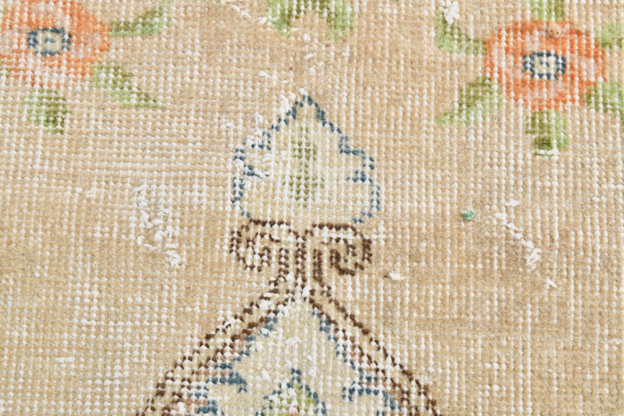 Light Yellow & Brown Turkish Rug, 114x204Cm