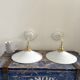 Set of two electrified white opaline wall lamps to nine