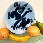 Yvonne Gisclard-Cau blue ceramic cut from French modernist design of the 1960s.