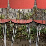 4 red Formica chairs with Eiffel legs 1950