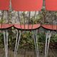 4 red Formica chairs with Eiffel legs, 1950s