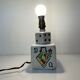 old ceramic desk lamp domino design and vintage card games 1950