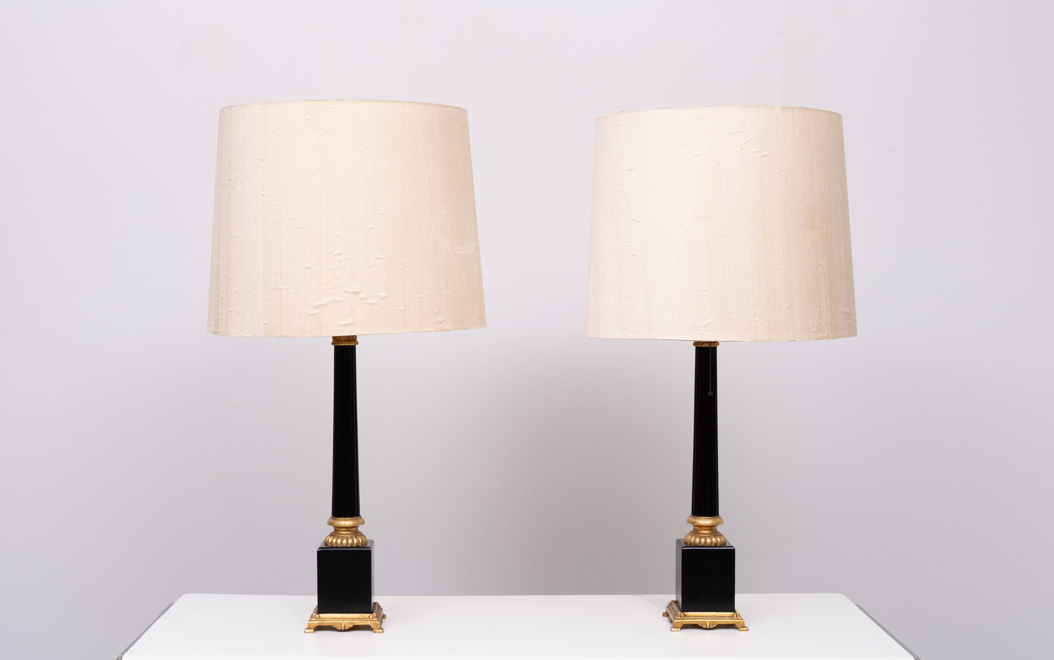 pair Large Colum Table lamps by Loevsky & Loevsky USA 1970s