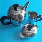 Baumlin nickel chrome 3-piece service - coffee/tea maker, milk jug, sugar bowl