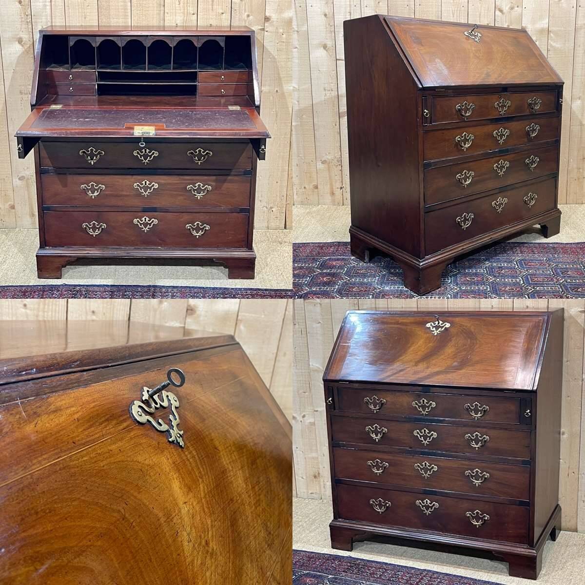 English donkey desk in Georgian style dating from the 19th century in mahogany and oak